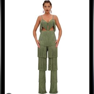 Andrea Iyamah Obi fringe SET (top and pants) Size Large for both